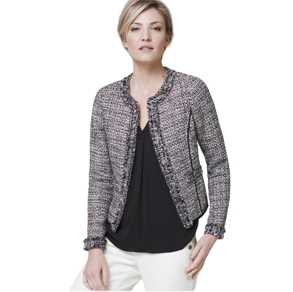 White House Black Market Jackets & Blazers - White House Black Market White and Black Tweed Blazer Jacket Women's M